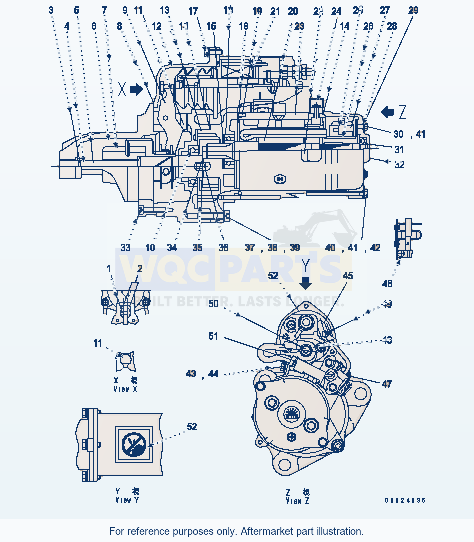 Komatsu WA470-5 Starting Motor (7.5Kw) (Inner Parts)(#310962-) parts diagram