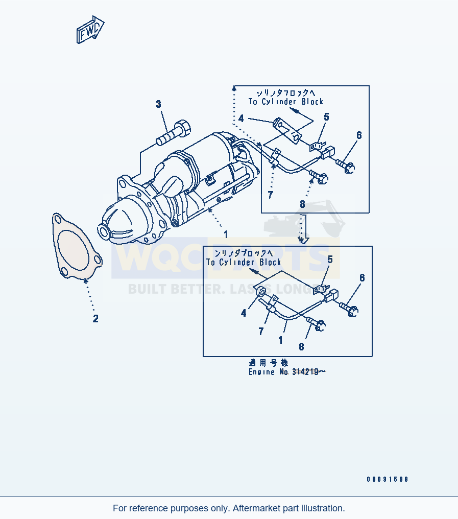 Komatsu WA470-5 Starting Motor Mounting (11Kw)(#310001-) parts diagram