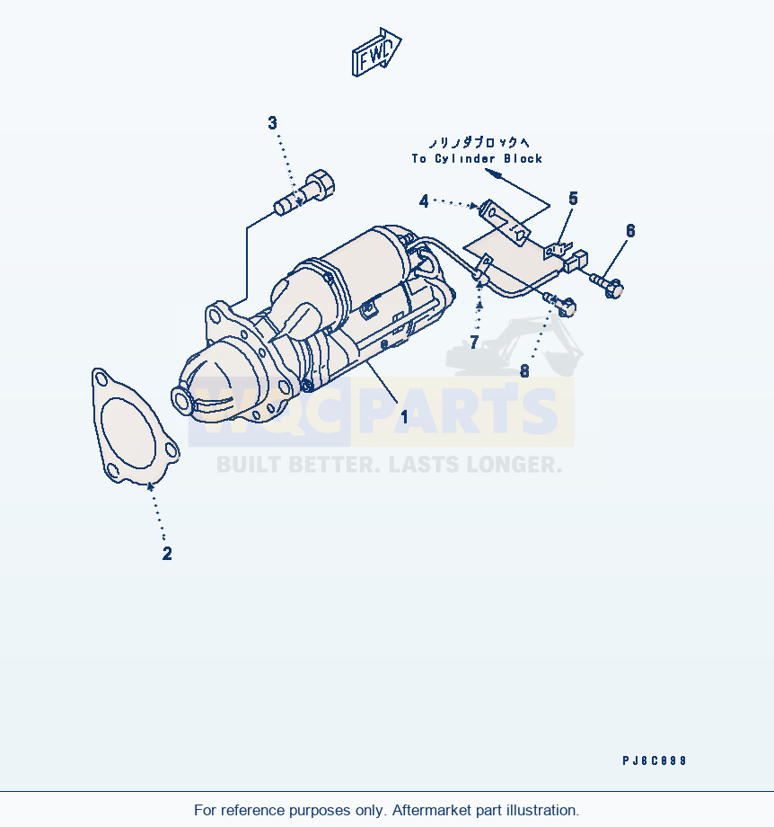 Komatsu WA470-5 Starting Motor Mounting (11Kw) parts diagram