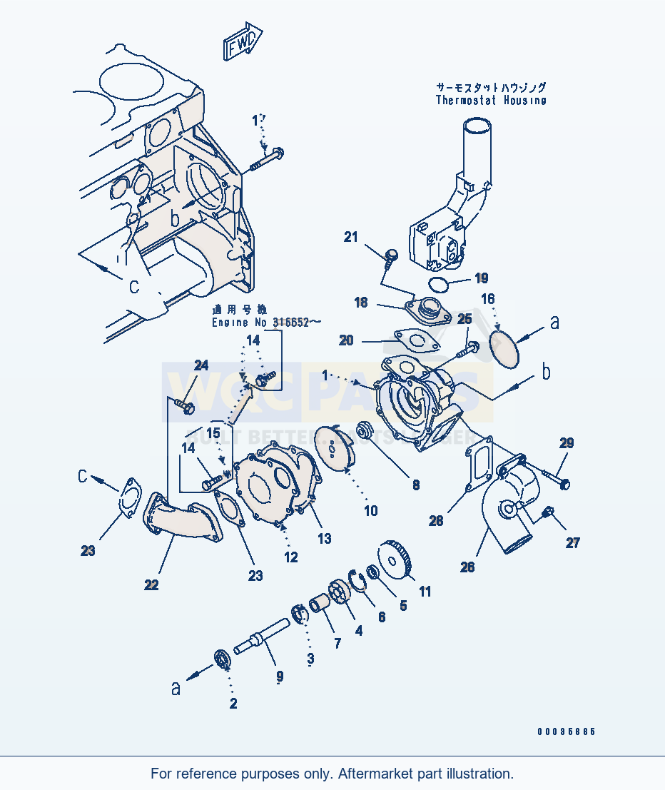 Komatsu WA470-5 Water Pump(#310001-) parts diagram