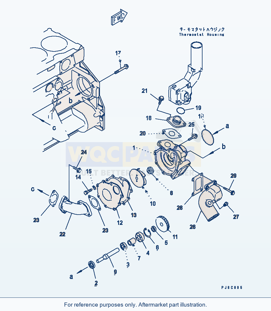Komatsu WA470-5 Water Pump parts diagram