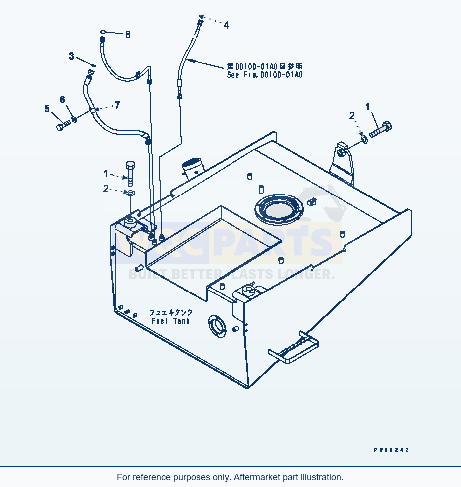 Komatsu WA470-5 Fuel Tank Mount parts diagram
