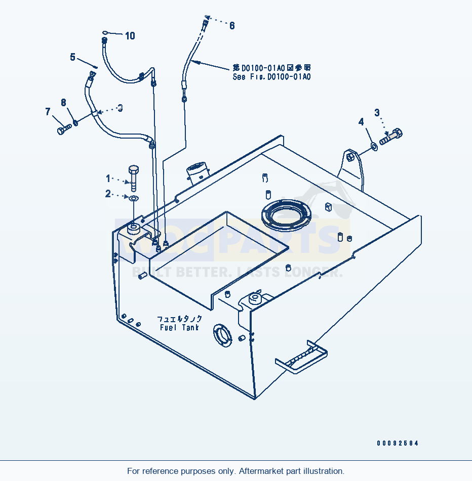 Komatsu WA470-5 Fuel Tank Mounting parts diagram