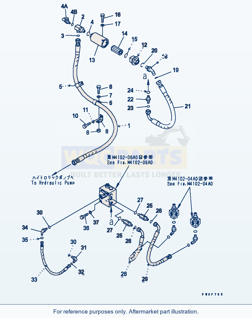 Komatsu WA470-5 Bulkhead (Brake Oil Piping) Serial 70001-UP parts diagram