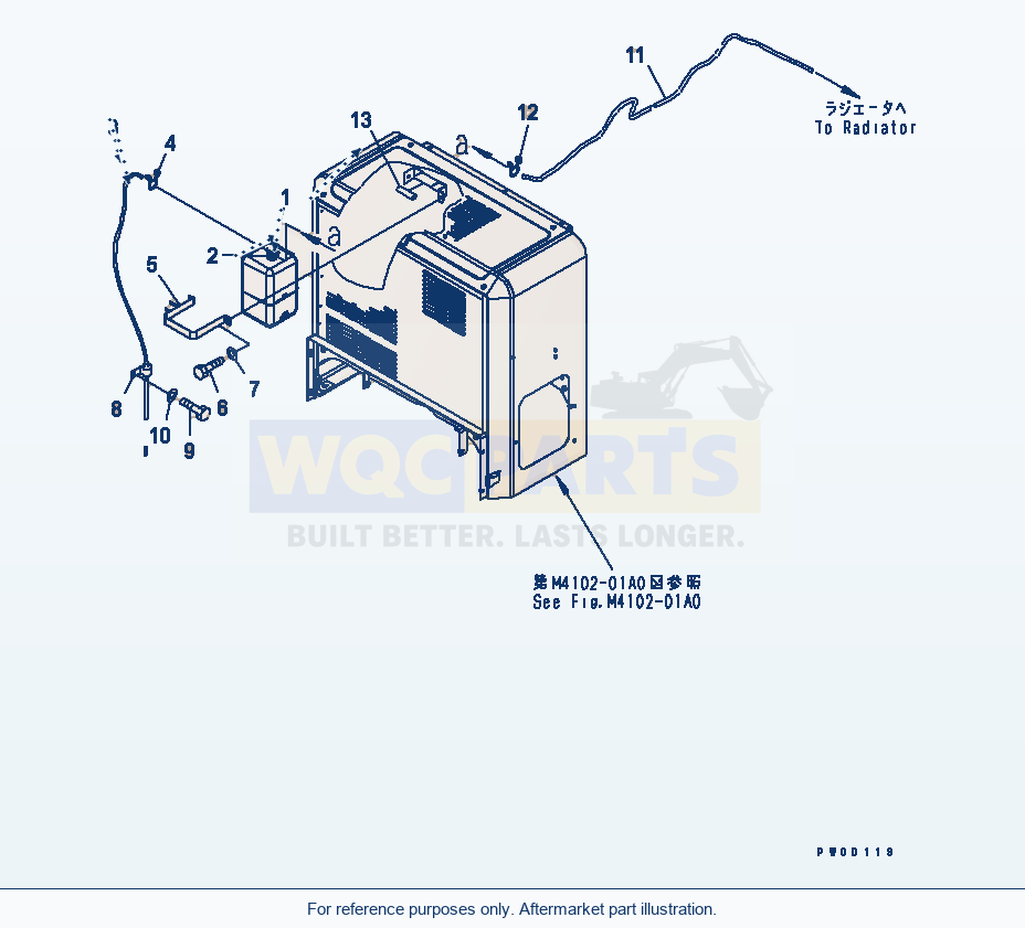 Komatsu WA470-5 Bulkhead (Sub-Tank) parts diagram