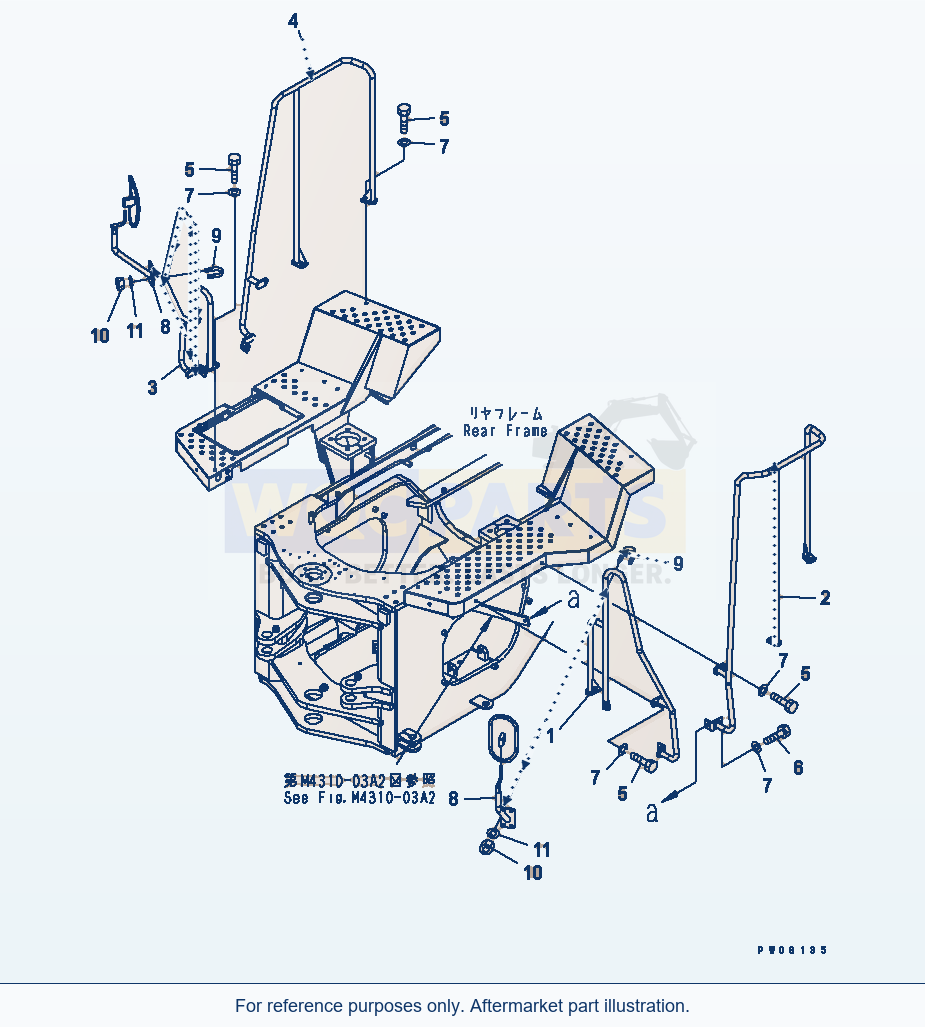 Komatsu WA470-5 Hand Rail (For Tunnel Spec.) parts diagram