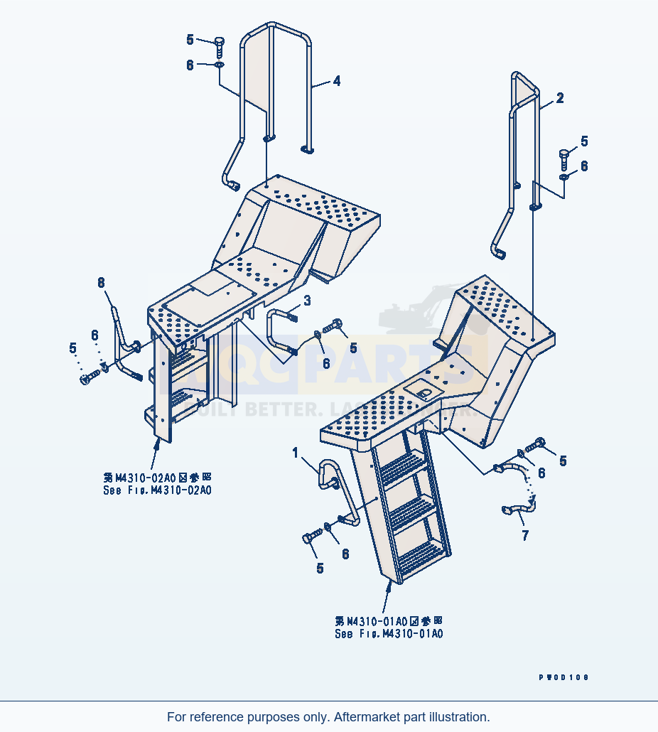 Komatsu WA470-5 Handrail parts diagram