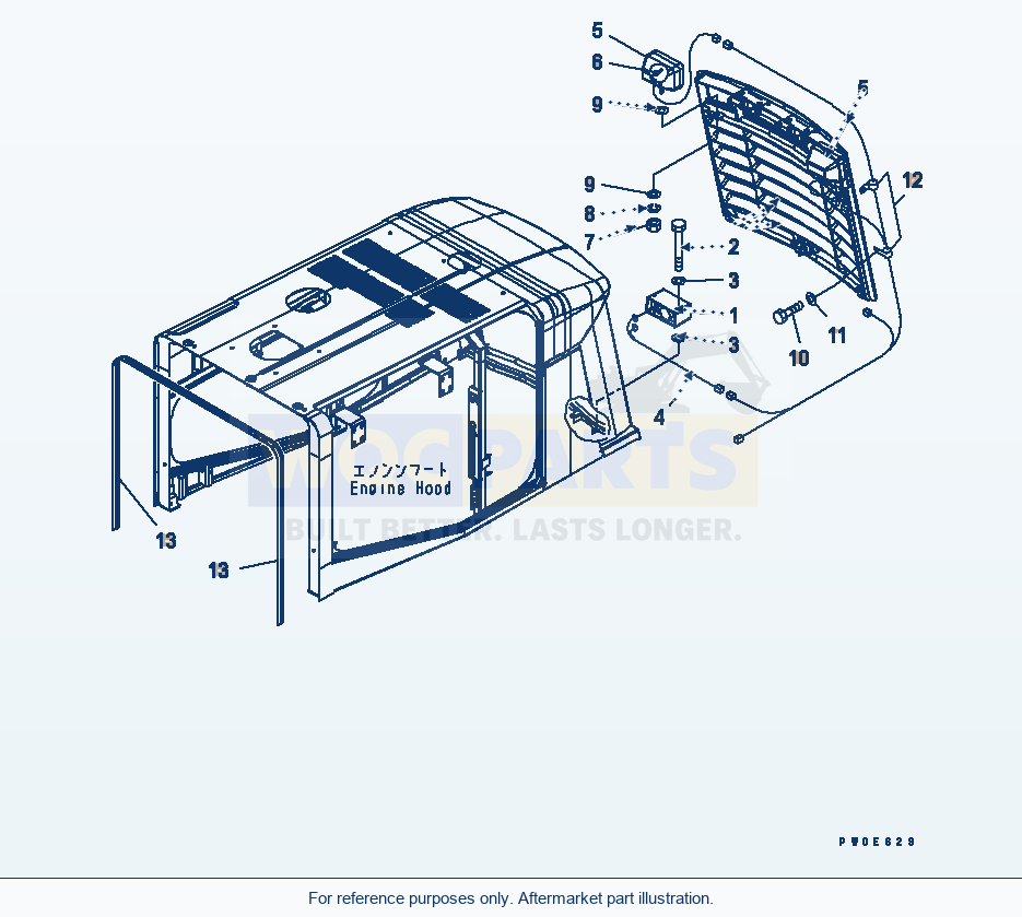 Komatsu WA470-5 Hood (Back Alarm And Lamp) (For Brake Cooling) parts diagram