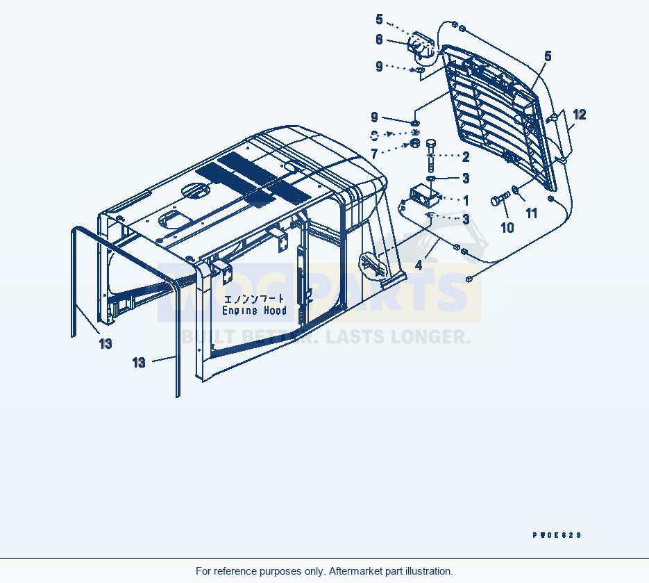 Komatsu WA470-5 Hood (Buck Alarm And Lamp) parts diagram
