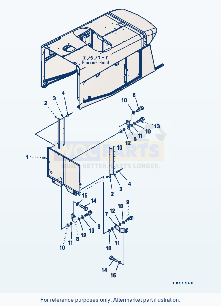Komatsu WA470-5 Hood (Buffle And Sheet) (For Tunnel Spec.) parts diagram