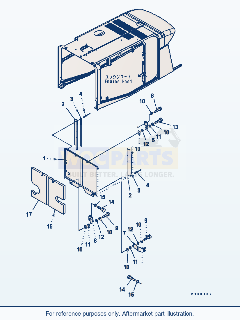 Komatsu WA470-5 Hood (Buffle And Sheet) parts diagram