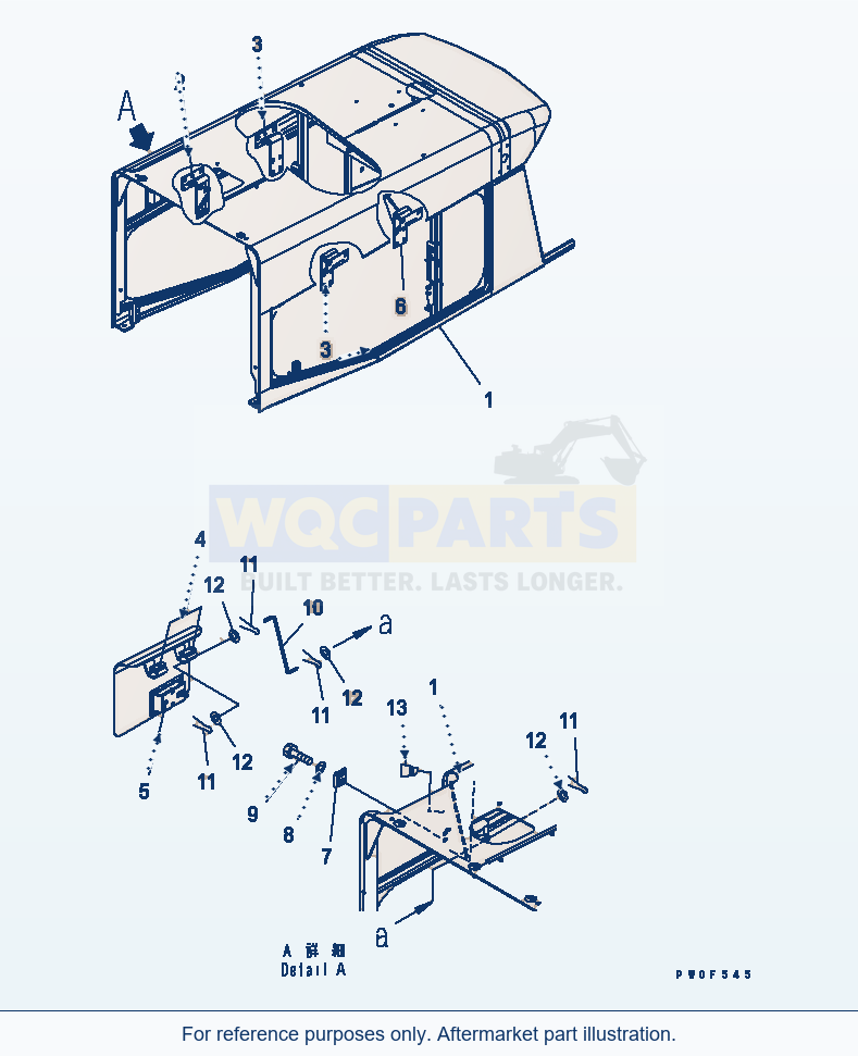 Komatsu WA470-5 Hood (Cover) (For Tunnel Spec.) parts diagram
