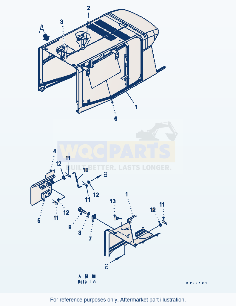 Komatsu WA470-5 Hood (Cover) Serial 70001-UP (OVERSEAS VERSION) parts diagram