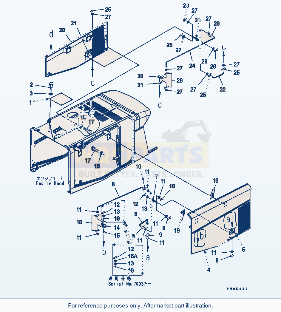 Komatsu WA470-5 Hood (Door And Spring) Serial 70001-UP parts diagram