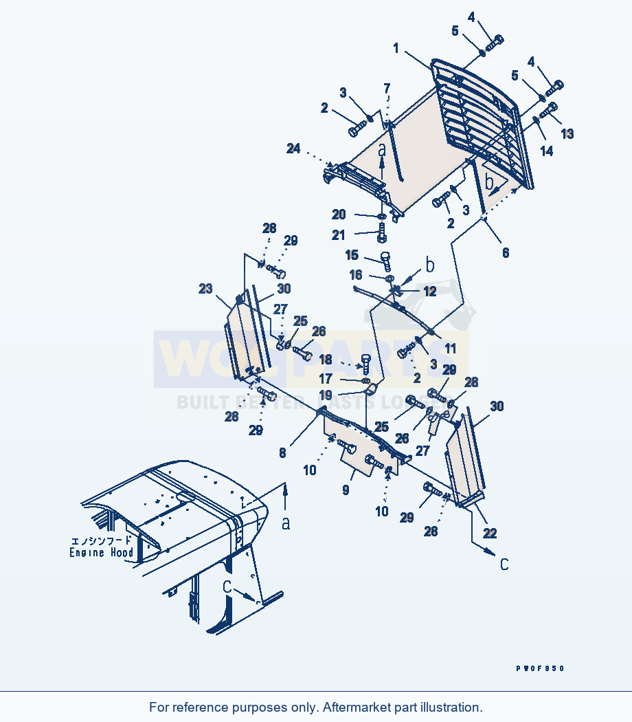 Komatsu WA470-5 Hood (Grill) (For Tunnel Spec.) parts diagram