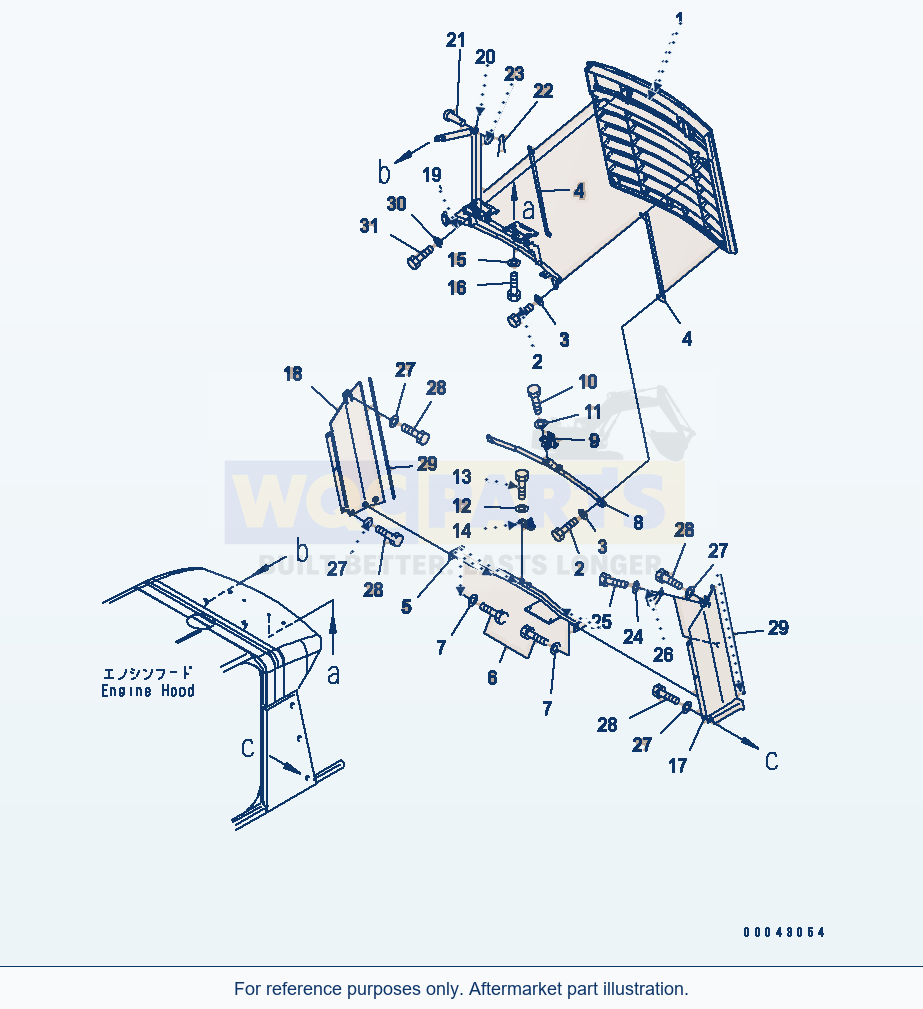 Komatsu WA470-5 Hood (Grille) (For Brake Cooling) parts diagram