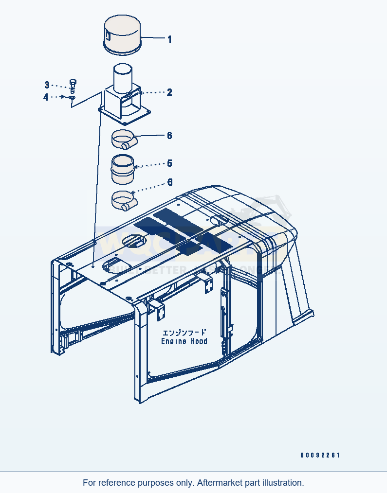 Komatsu WA470-5 Hood (Pre-Cleaner) parts diagram