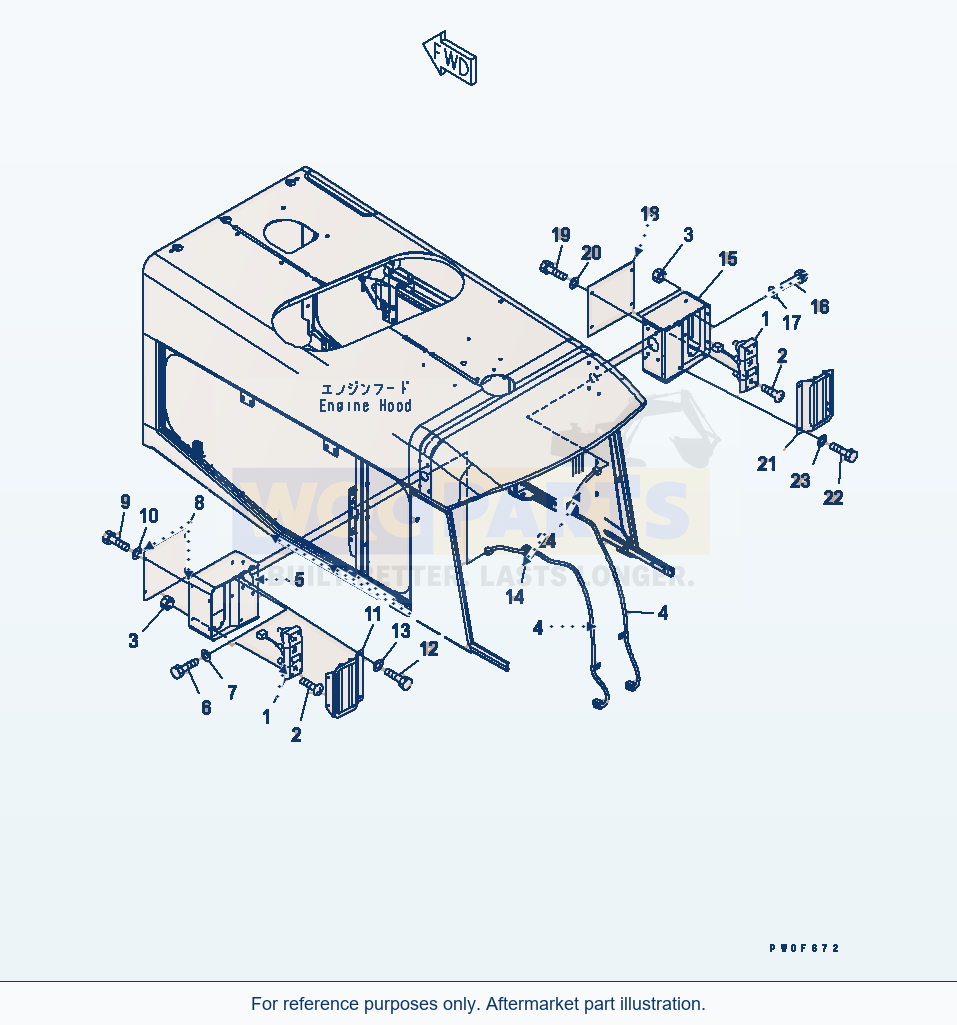 Komatsu WA470-5 Hood (Rear Combination Lamp) (For Tunnel Spec.) parts diagram