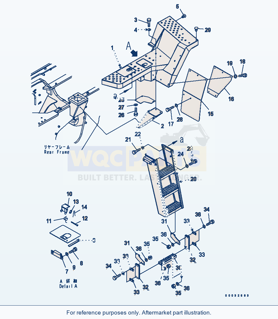 Komatsu WA470-5 Ladder (Floor L.H.) (For Auto Grease)(#80503-) parts diagram