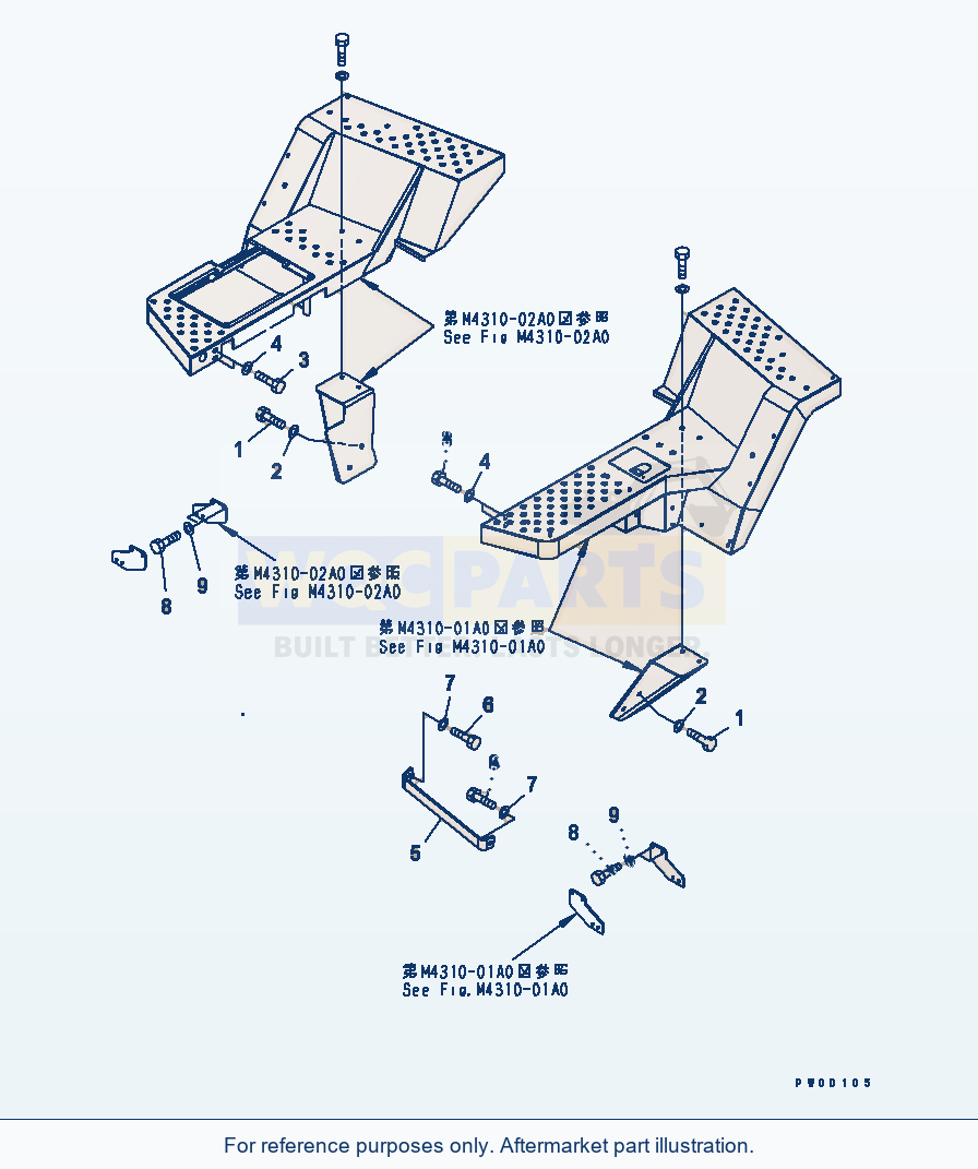 Komatsu WA470-5 Ladder (Support Mount) parts diagram