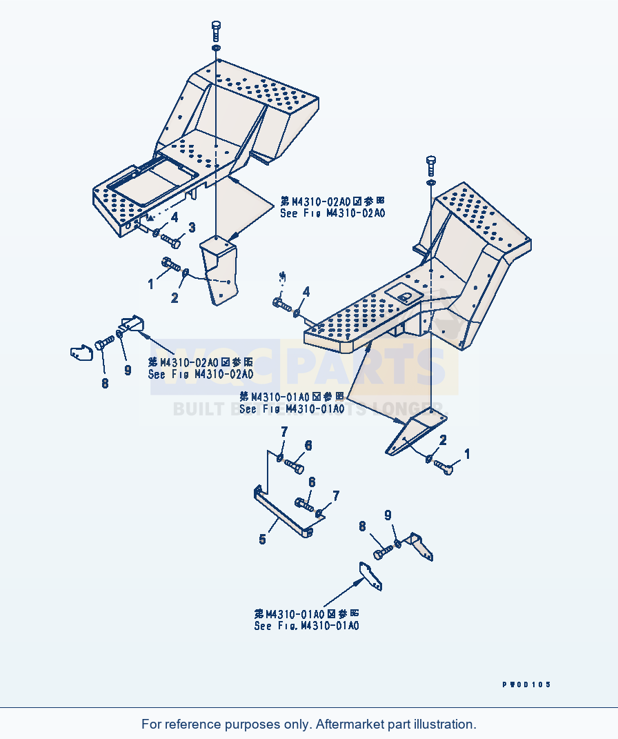 Komatsu WA470-5 Ladder (Support Mounting) parts diagram