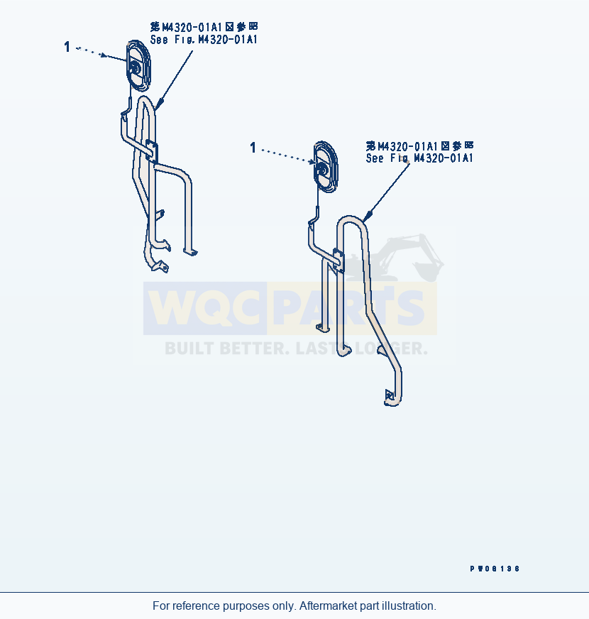 Komatsu WA470-5 Mirror (Rear View Mirror) (Tunnel Spec.) parts diagram