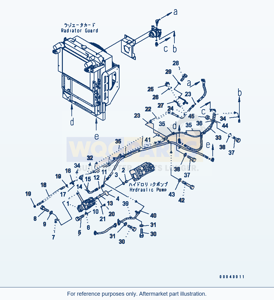 Komatsu WA470-5 Fan Drive Piping (For Brake Cooling) parts diagram