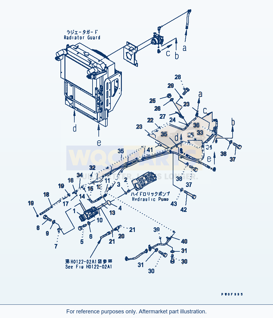 Komatsu WA470-5 Fan Drive Piping (For Orbitrol Steering) parts diagram