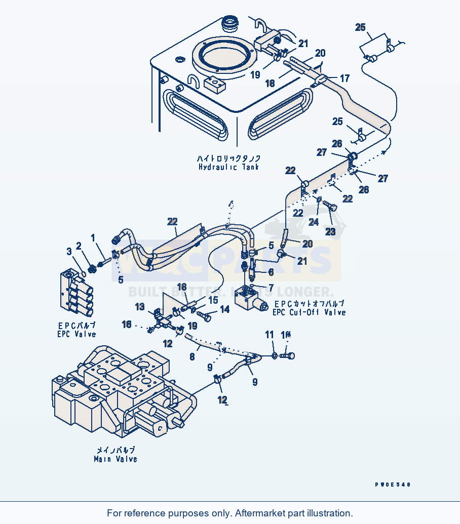 Komatsu WA470-5 Hydraulic Piping (Drain) (For E.P.C. Lever) parts diagram
