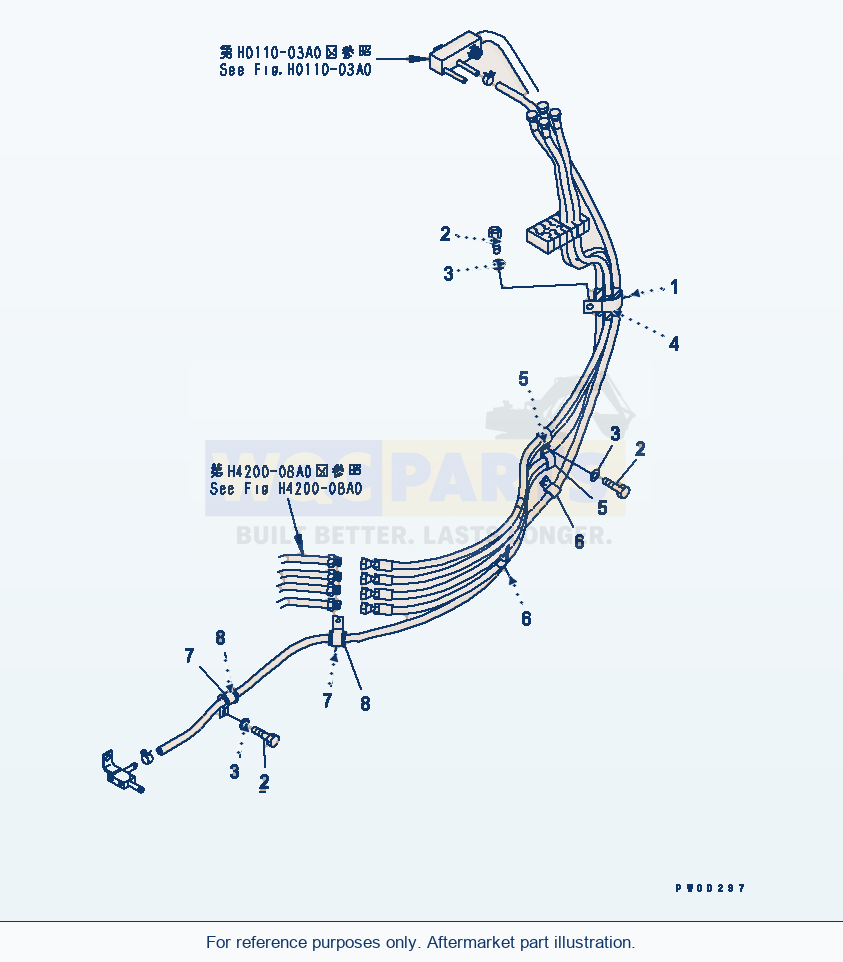 Komatsu WA470-5 Hydraulic Piping (P.P.C Piping Mount) parts diagram