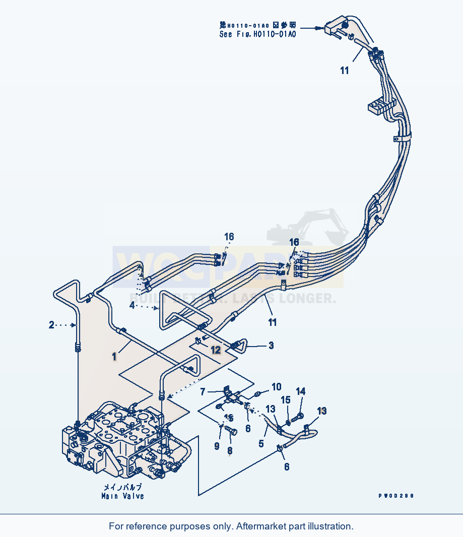 Komatsu WA470-5 Hydraulic Piping (P.P.C Piping) Serial 70001-UP parts diagram