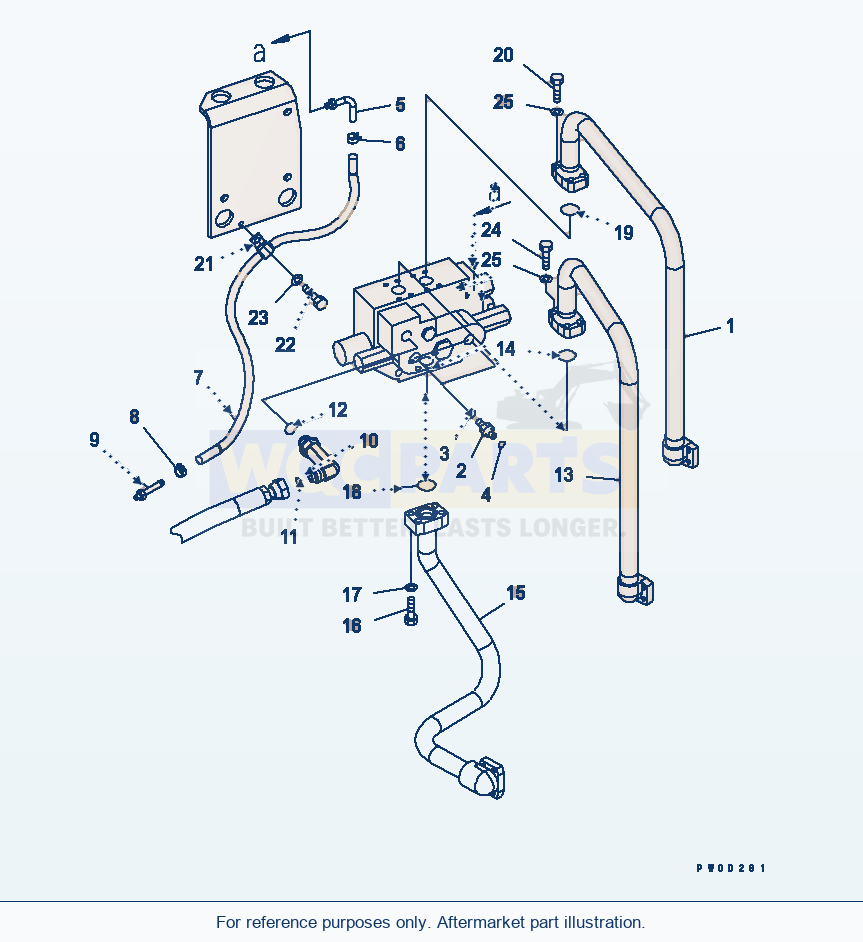 Komatsu WA470-5 Steering Deamand Valve Piping parts diagram