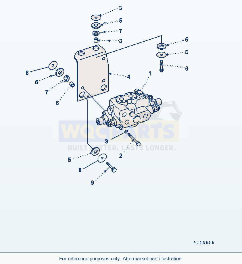 Komatsu WA470-5 Steering Demand Valve (For Orbitrol Steering) parts diagram