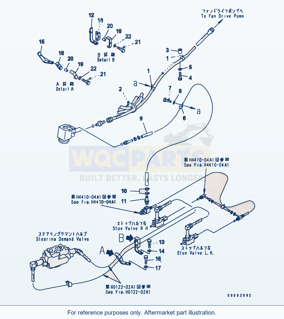 Komatsu WA470-5 Steering Pump Line (For Orbitrol Steering) parts diagram