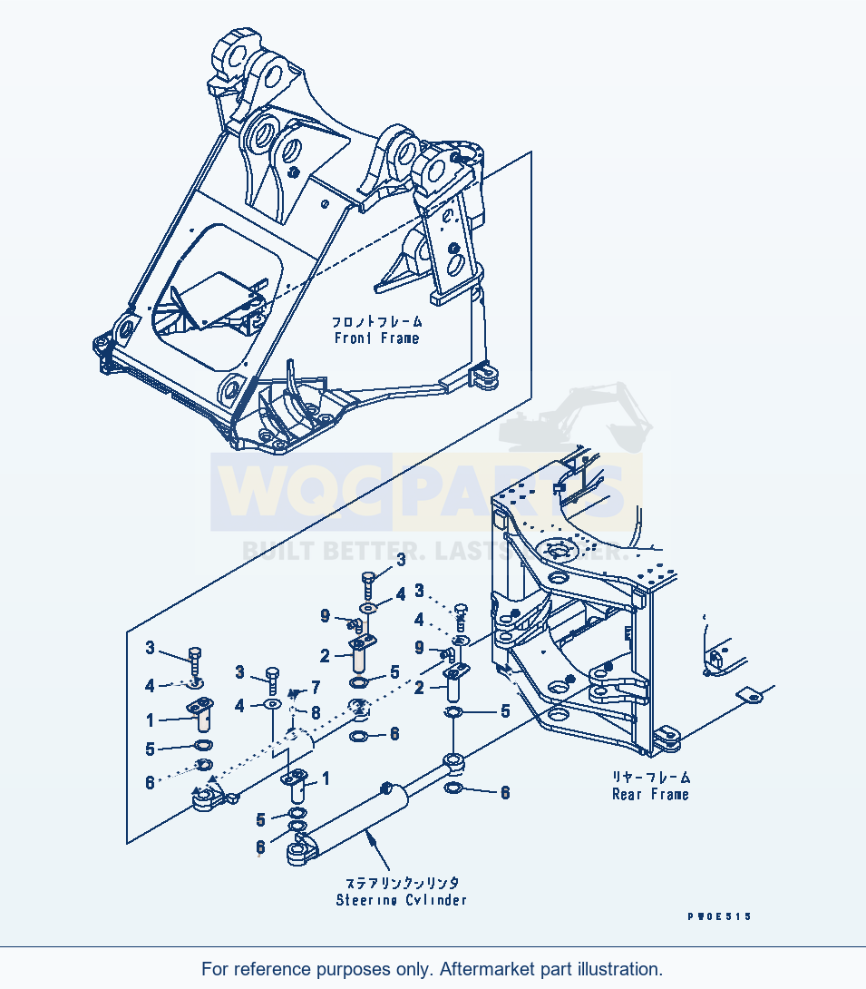 Komatsu WA470-5 Steering Cylinder (Pin) (For Auto Grease) parts diagram