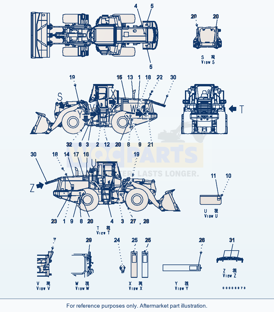 Komatsu WA470-5 Marks And Plates (For Auto Grease) parts diagram
