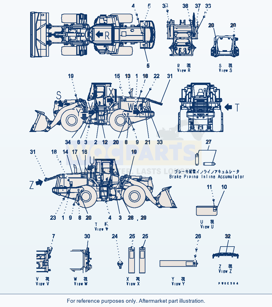 Komatsu WA470-5 Marks And Plates (For Remote Grease) parts diagram