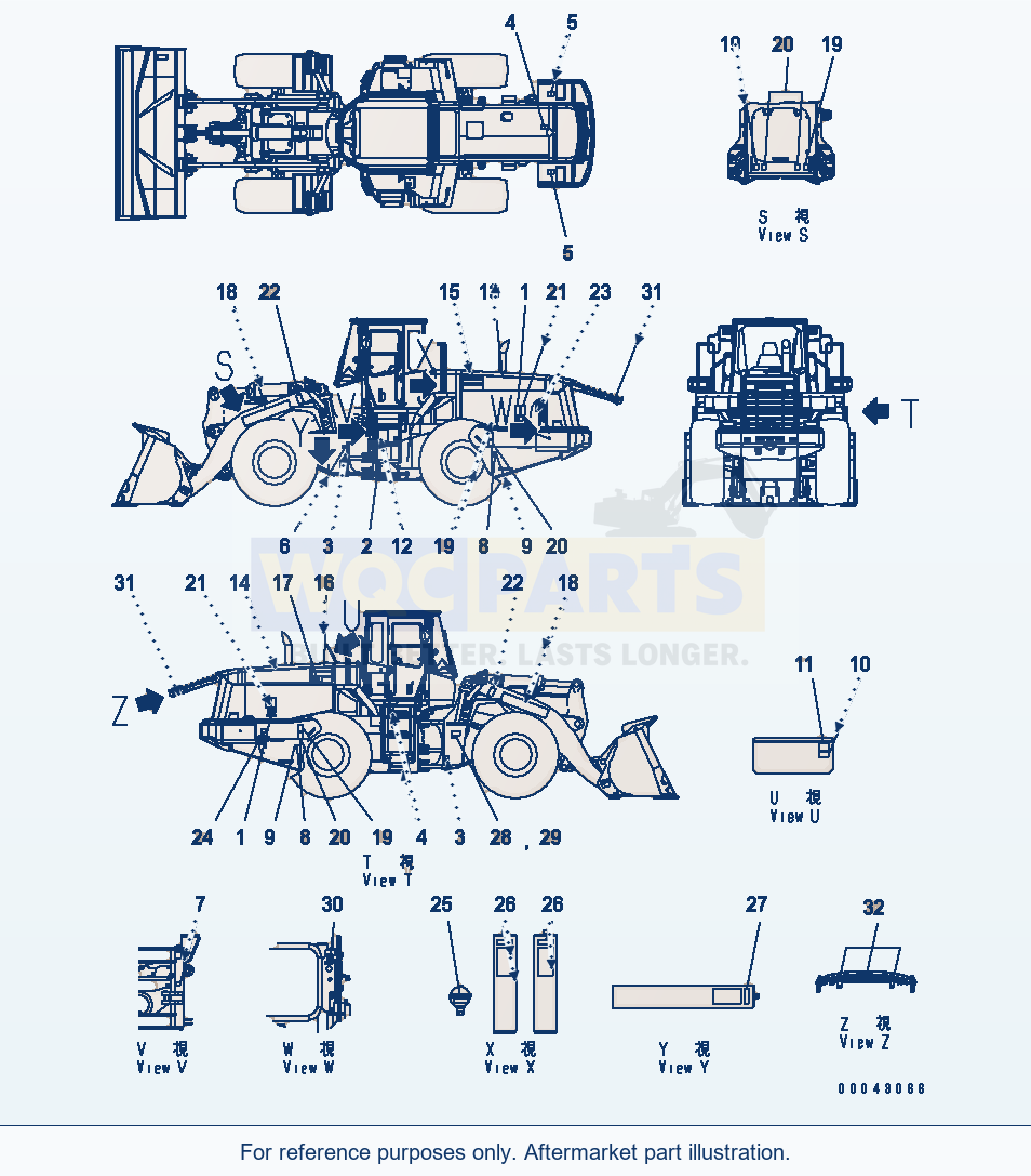 Komatsu WA470-5 Marks And Plates (Russian)(#80634-) parts diagram