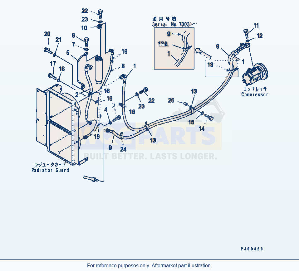 Komatsu WA470-5 Air Conditioner (Piping) Serial 70001-UP parts diagram