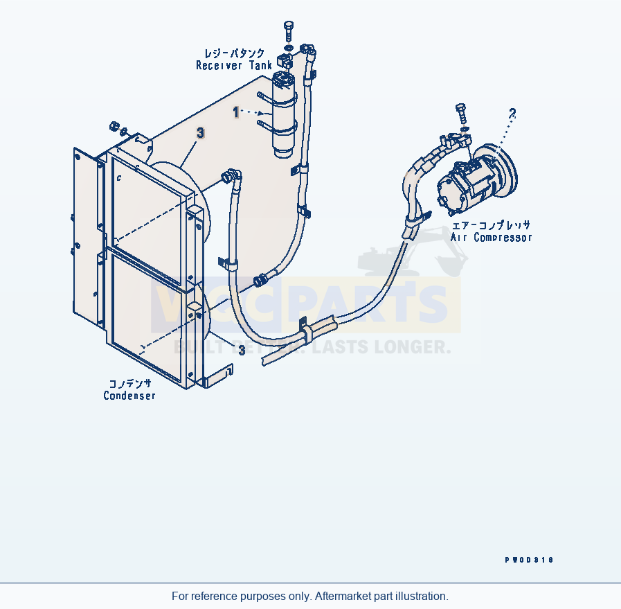 Komatsu WA470-5 Air Conditioner Serial 70001-UP parts diagram