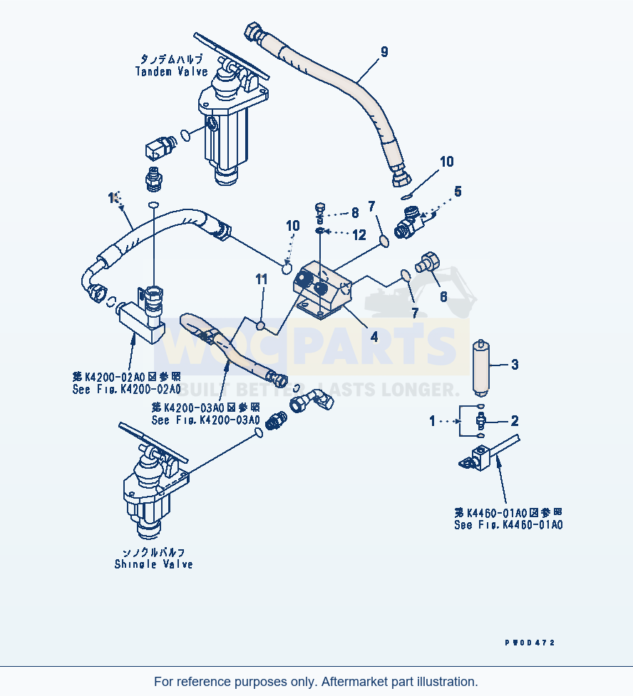 Komatsu WA470-5 Brake Control (Drain Line) Serial 70001-UP parts diagram