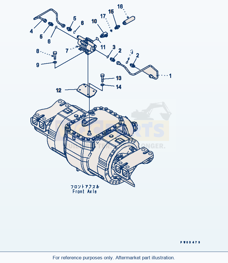 Komatsu WA470-5 Brake Piping (Front) Serial 70001-UP parts diagram