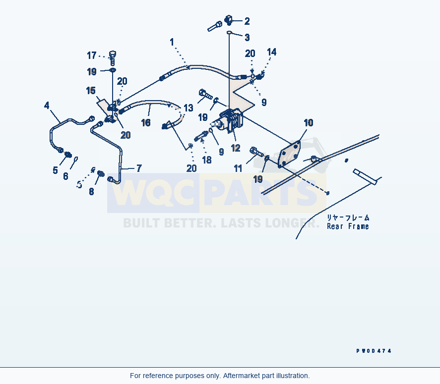 Komatsu WA470-5 Brake Piping (Rear) Serial 70001-UP parts diagram