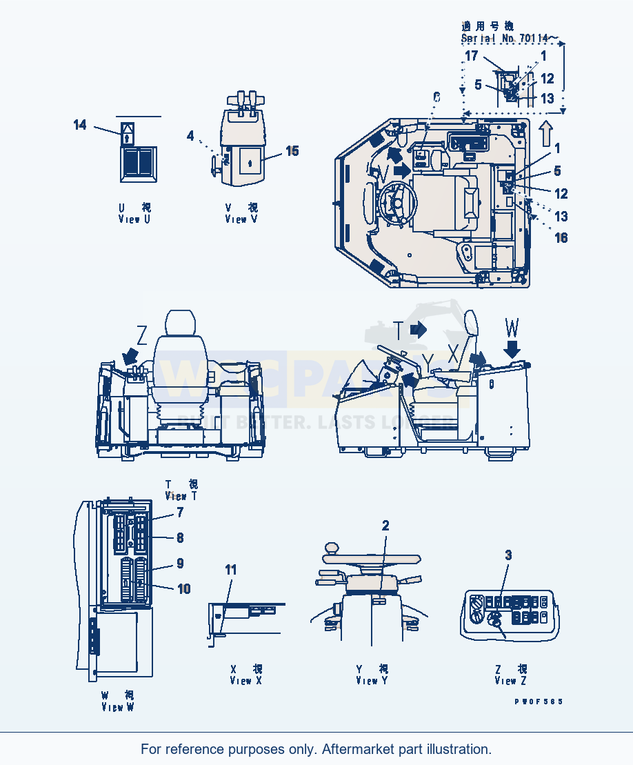 Komatsu WA470-5 Floor Decal (Tunnel Spec.) parts diagram