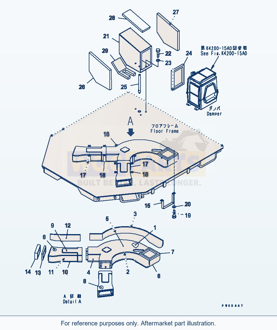 Komatsu WA470-5 Floor Frame (Duct) Serial 70001-UP parts diagram