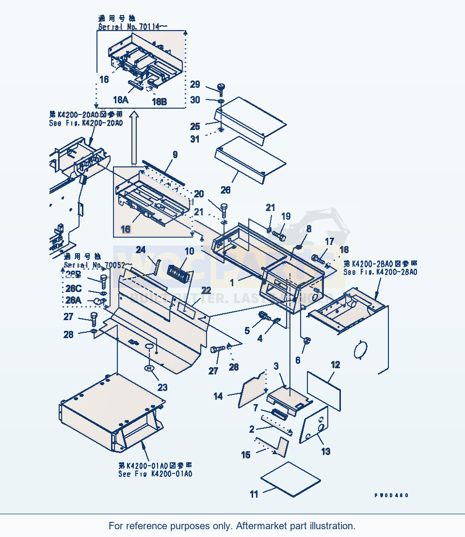 Komatsu WA470-5 Floor Frame (Rear Console) Serial 70001-UP parts diagram
