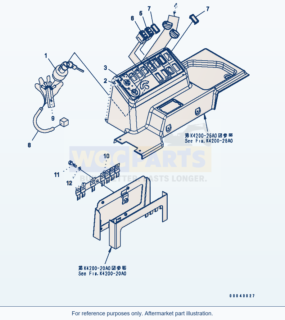 Komatsu WA470-5 Floor Frame (Switch Box) (With Reversible Fan) parts diagram