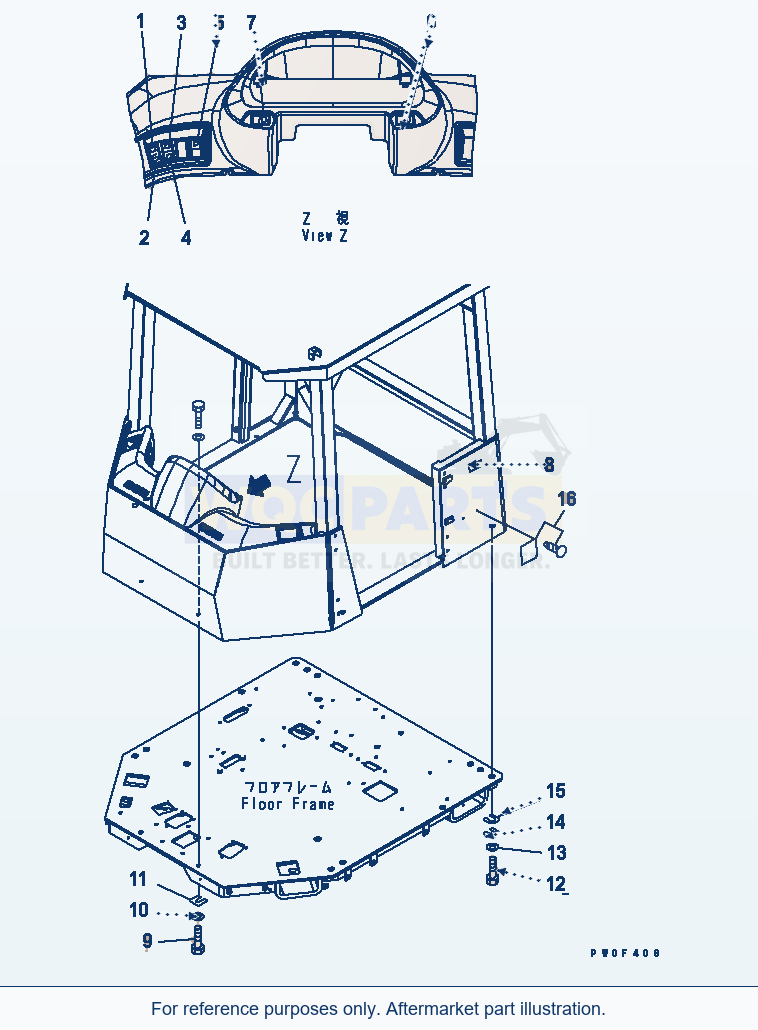 Komatsu WA470-5 Head Guard Canopy (Decal) (For Tunnel Spec.) parts diagram