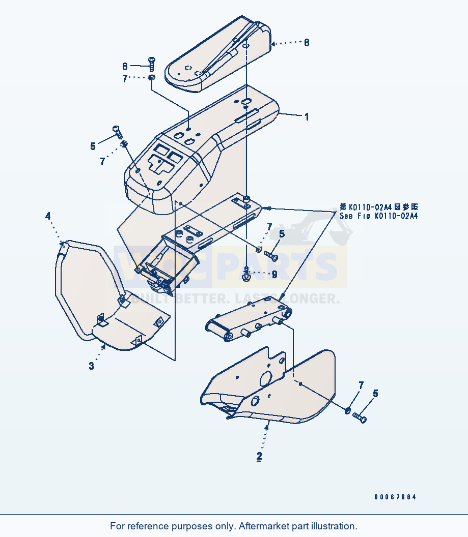 Komatsu WA470-5 Joy-Stick Steering (Cover) parts diagram