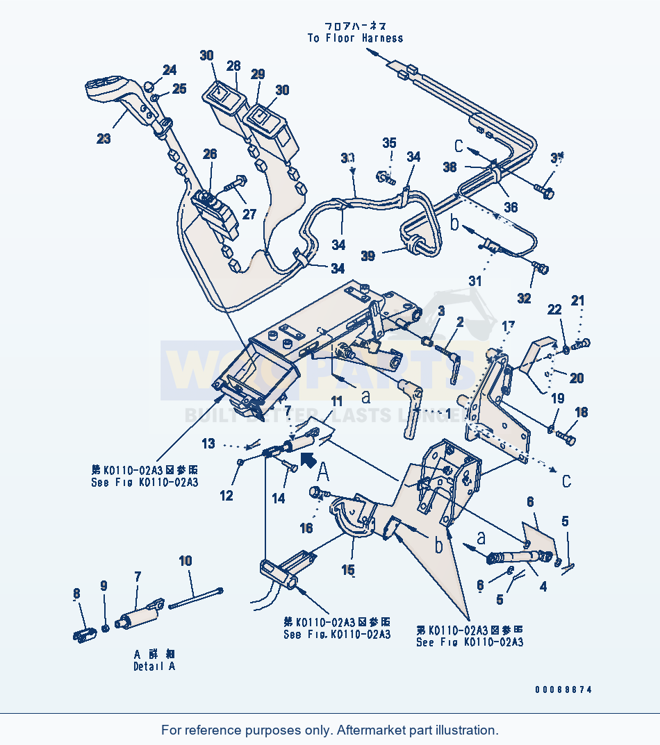 Komatsu WA470-5 Joy-Stick Steering (Lever) (Isring Hausen) parts diagram